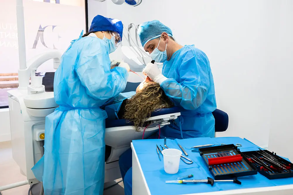 The team around the chair during one of the course surgeries